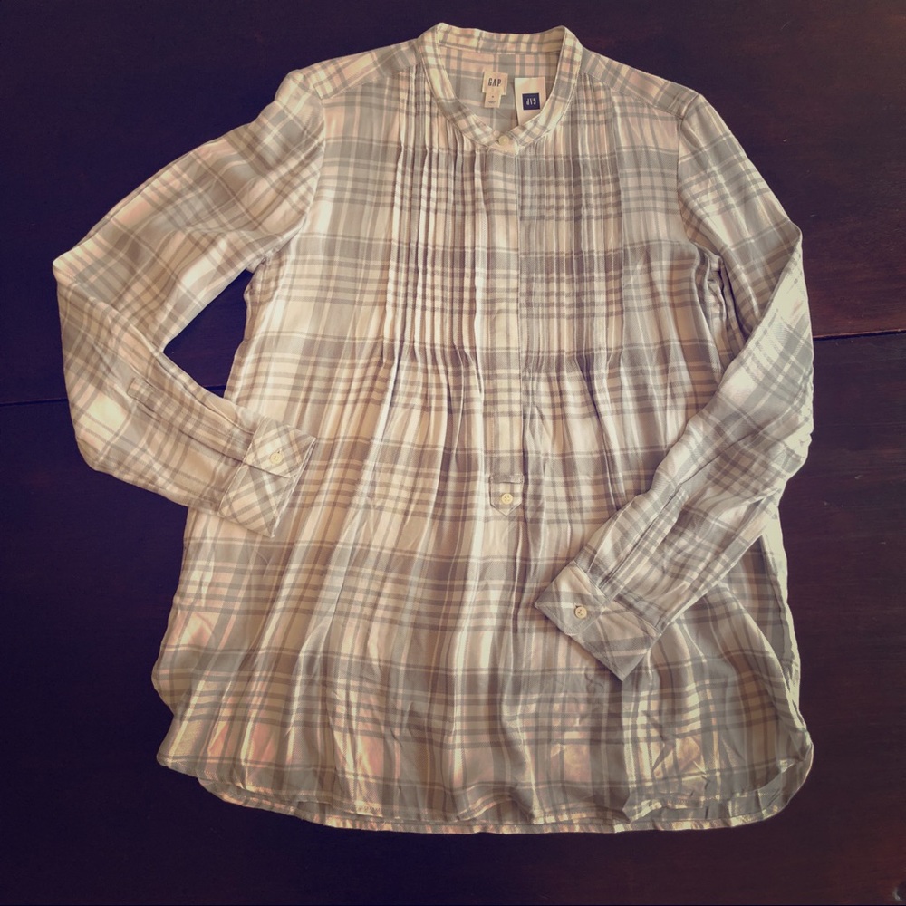 GAP Plaid Pintuck Long-sleeve Shirt